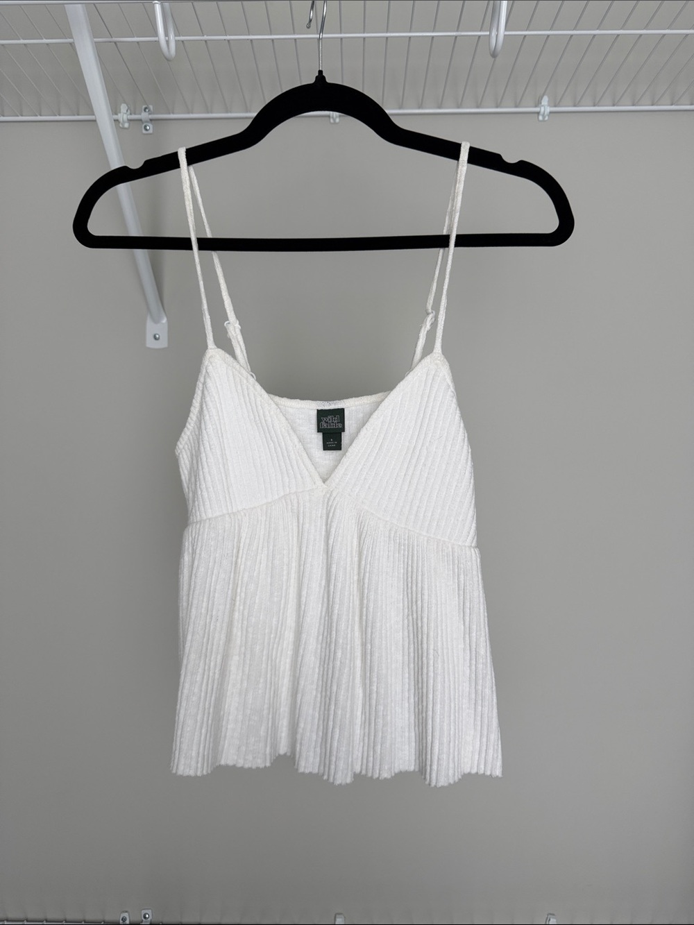 wild fable White Ribbed Pleated V-Neck Cami